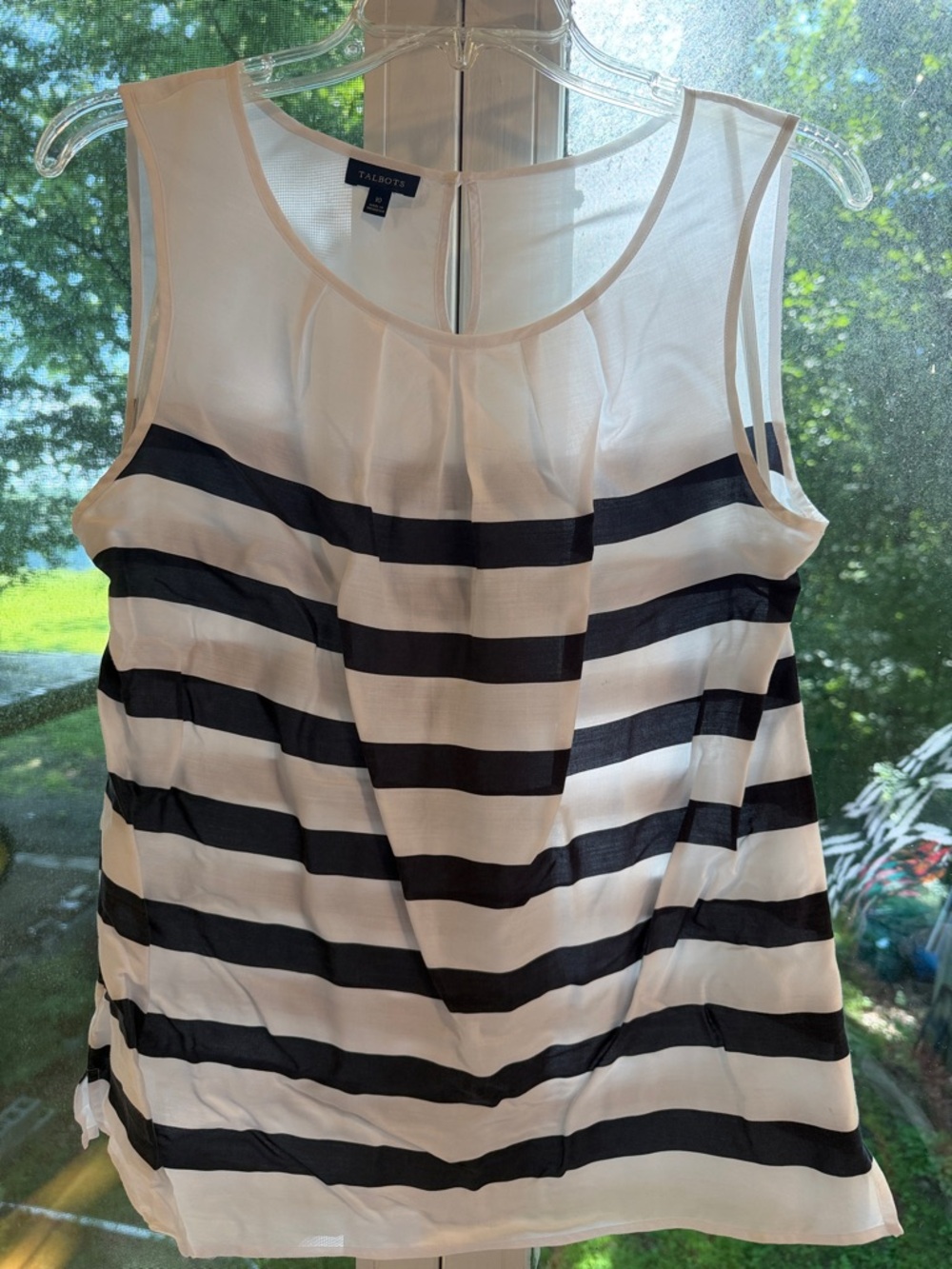 Talbots Navy and White Striped Sleeveless Camisole